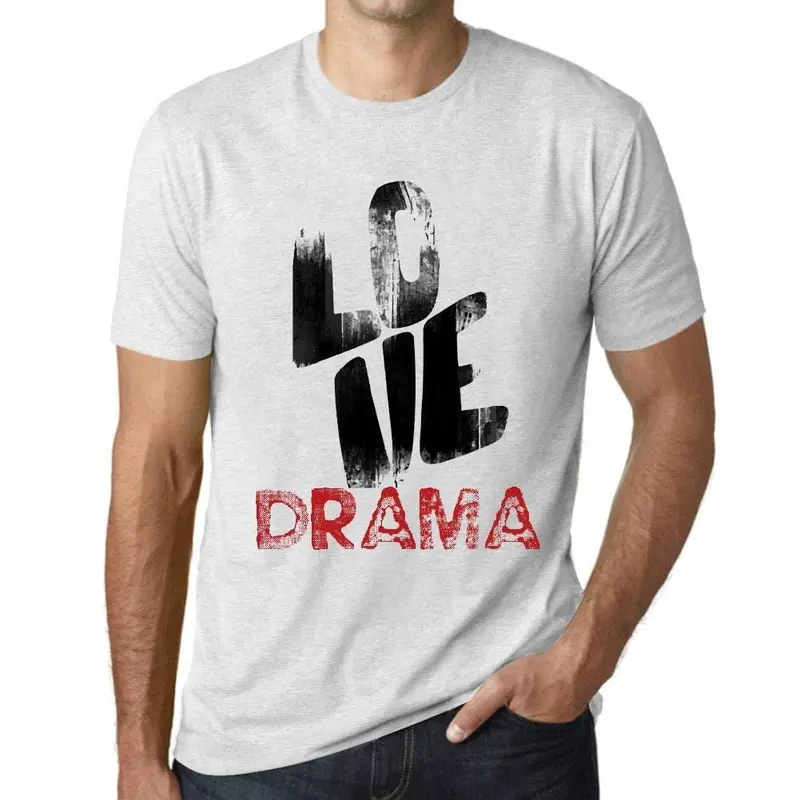 Ultrabasic - Homme T-Shirt Graphique Love Drama Blanc Chiné 1