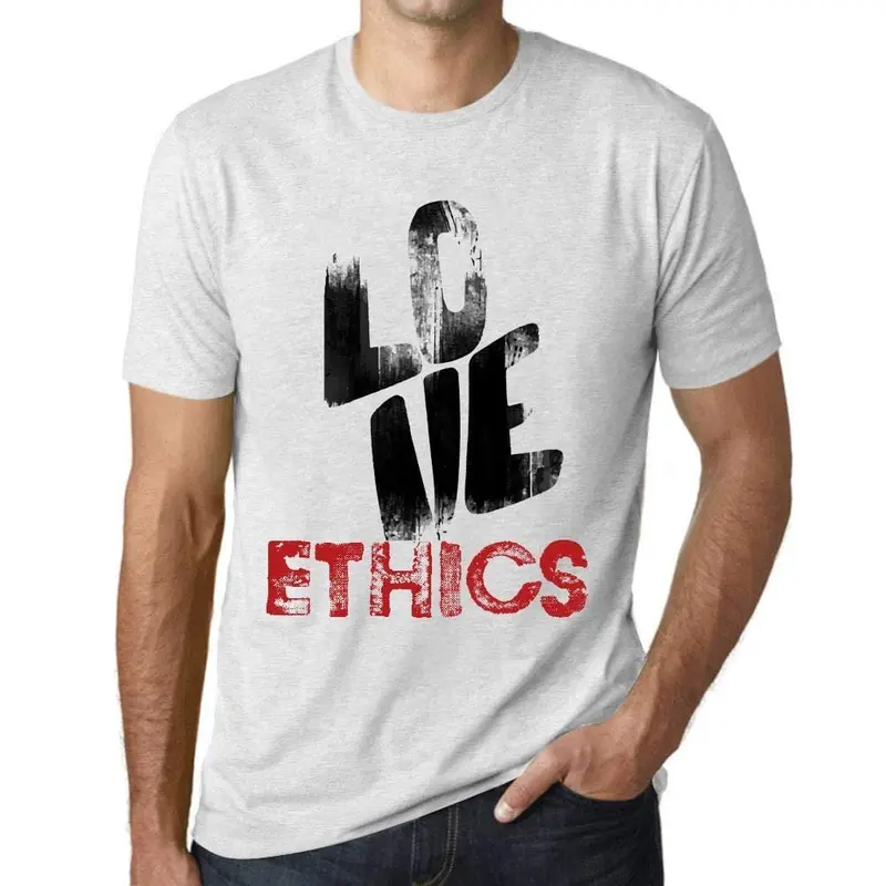 Ultrabasic - Homme T-Shirt Graphique Love Ethics Blanc Chiné 1