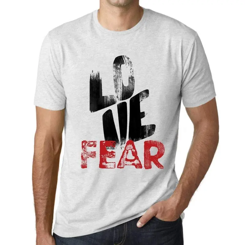 Ultrabasic - Homme T-Shirt Graphique Love Fear Blanc Chiné 1
