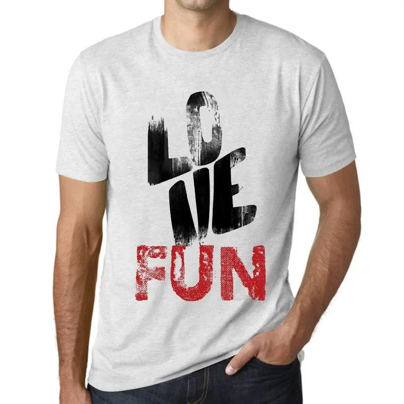 Ultrabasic - Homme T-Shirt Graphique Love Fun Blanc Chiné 1