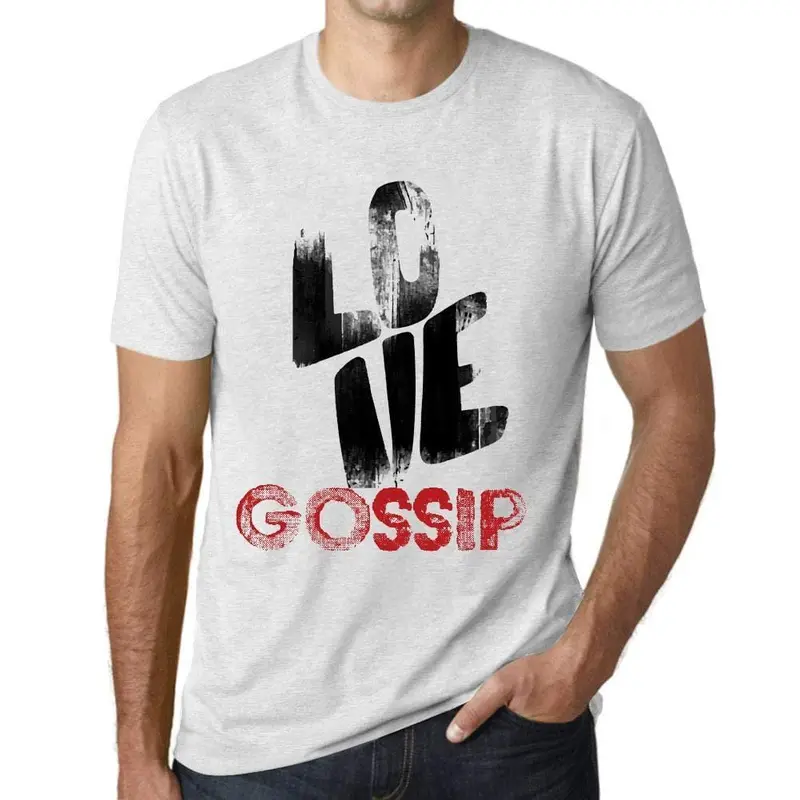 Ultrabasic - Homme T-Shirt Graphique Love Gossip Blanc Chiné 1
