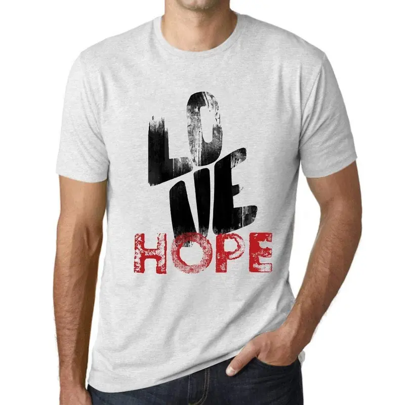 Ultrabasic - Homme T-Shirt Graphique Love Hope Blanc Chiné 1