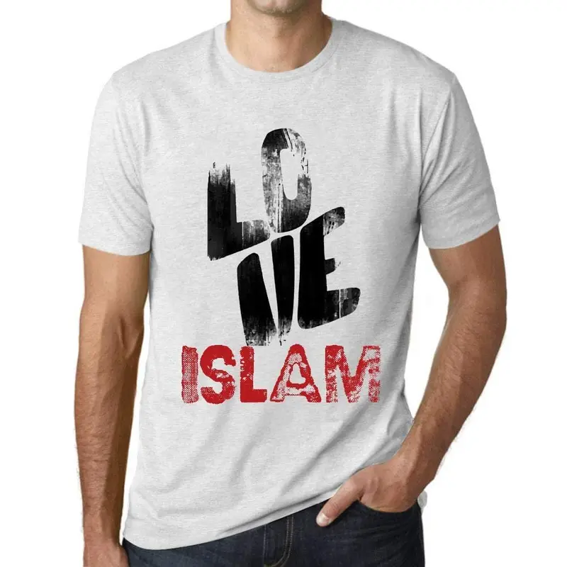 Ultrabasic - Homme T-Shirt Graphique Love Islam Blanc Chiné 1