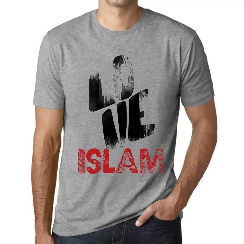Ultrabasic - Homme T-Shirt Graphique Love Islam Gris Chiné 1