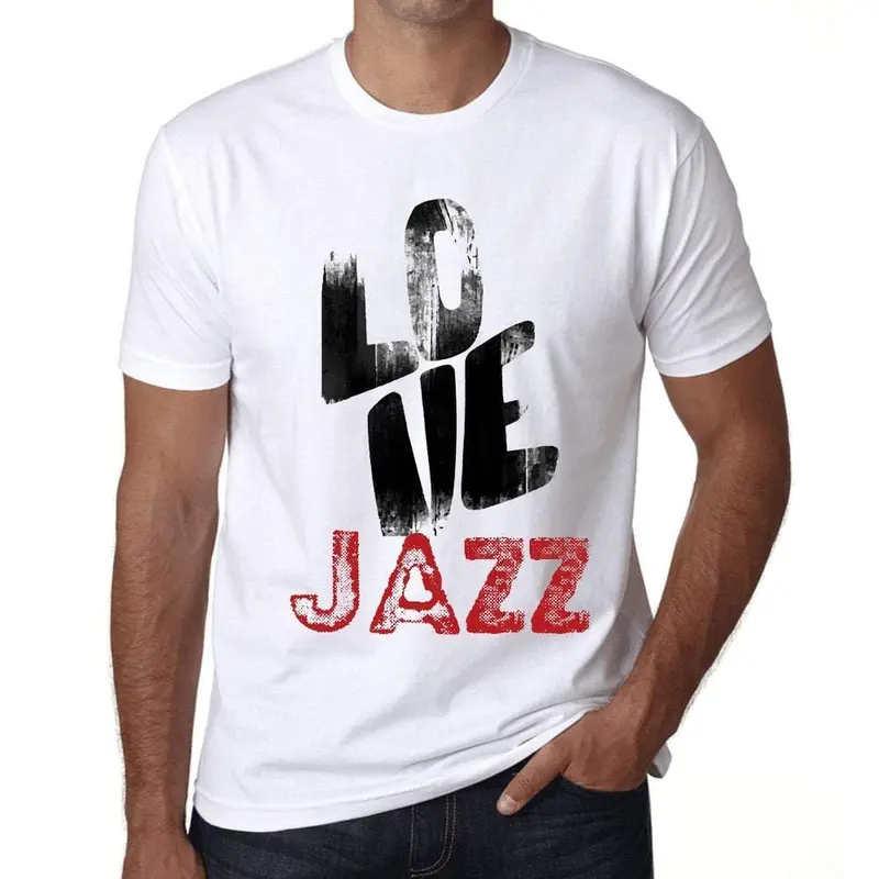 Ultrabasic - Homme T-Shirt Graphique Love Jazz Blanc 1