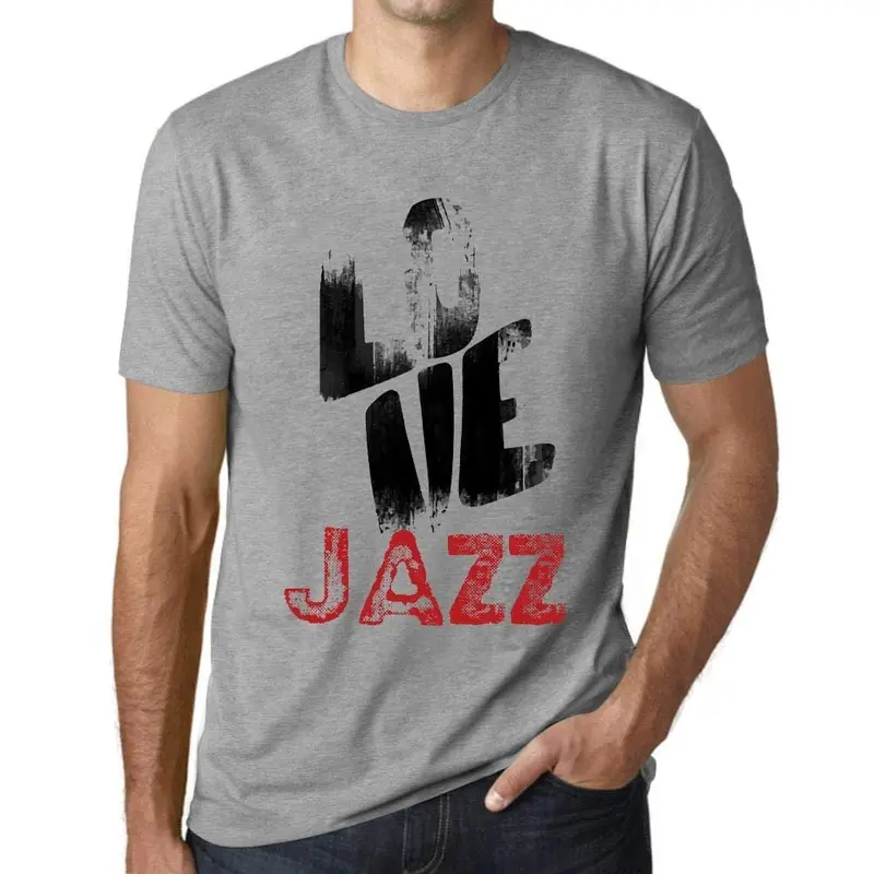 Ultrabasic - Homme T-Shirt Graphique Love Jazz Gris Chiné 1