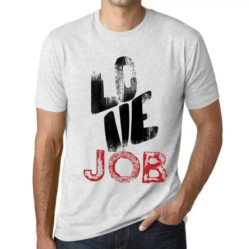 Ultrabasic - Homme T-Shirt Graphique Love Job Blanc Chiné 1