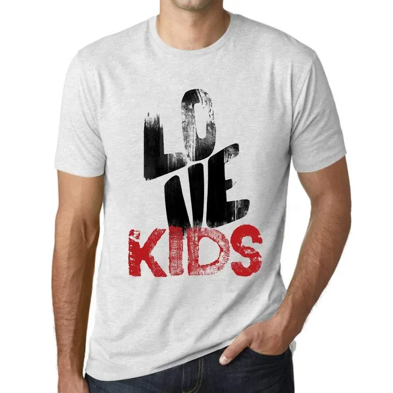 Ultrabasic - Homme T-Shirt Graphique Love Kids Blanc Chiné 1