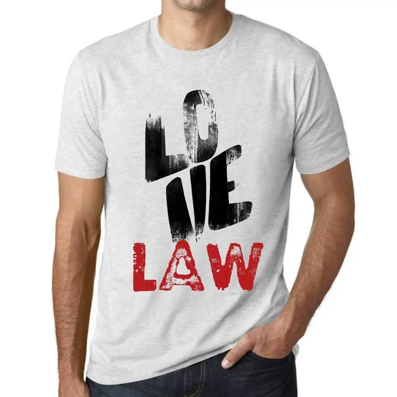 Ultrabasic - Homme T-Shirt Graphique Love Law Blanc Chiné 1