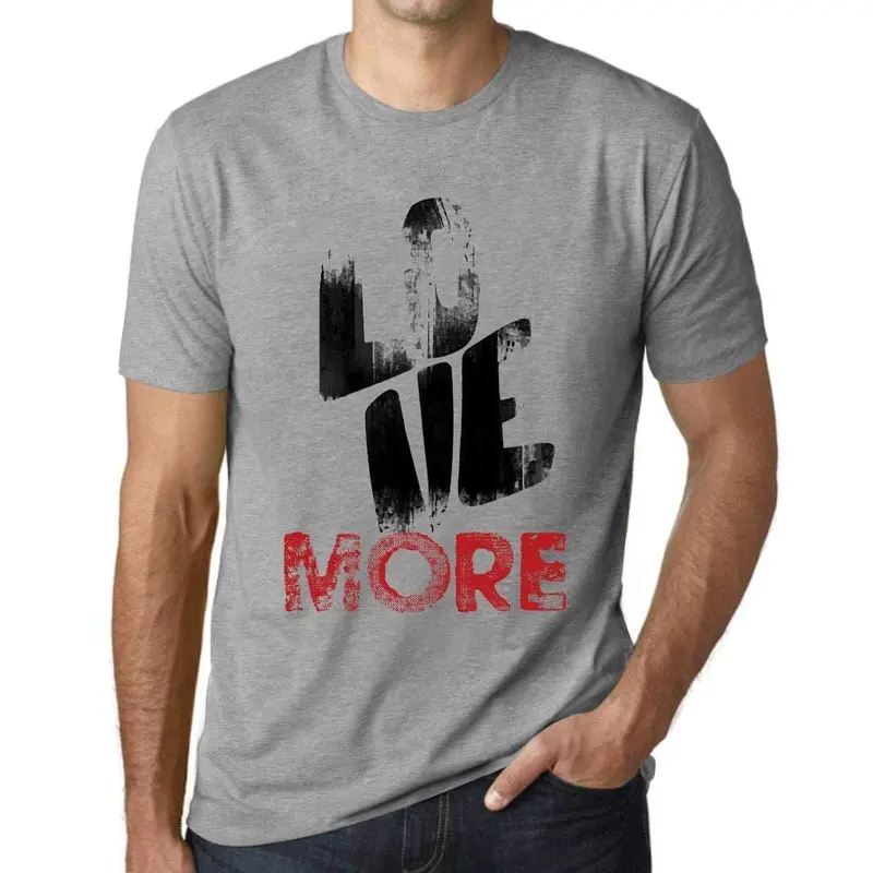 Ultrabasic - Homme T-Shirt Graphique Love More Gris Chiné 1