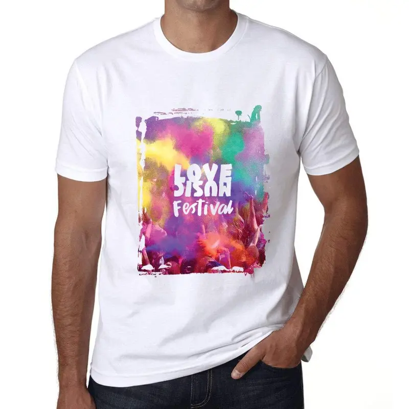 Ultrabasic Homme T-Shirt Graphique Love Music Festival Blanc 1