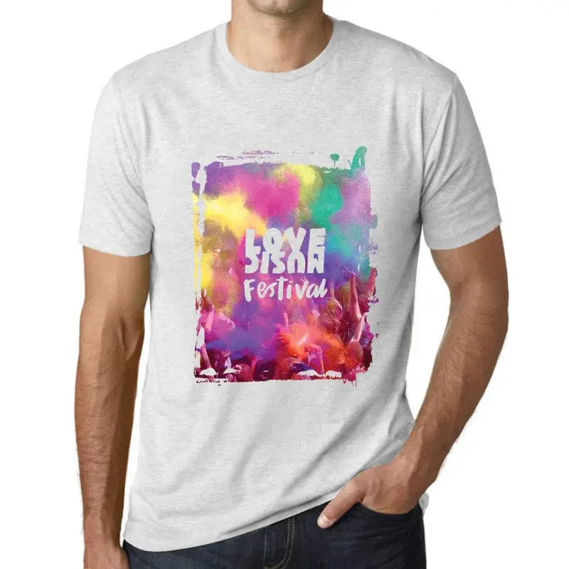 Ultrabasic Homme T-Shirt Graphique Love Music Festival Blanc Chiné 1