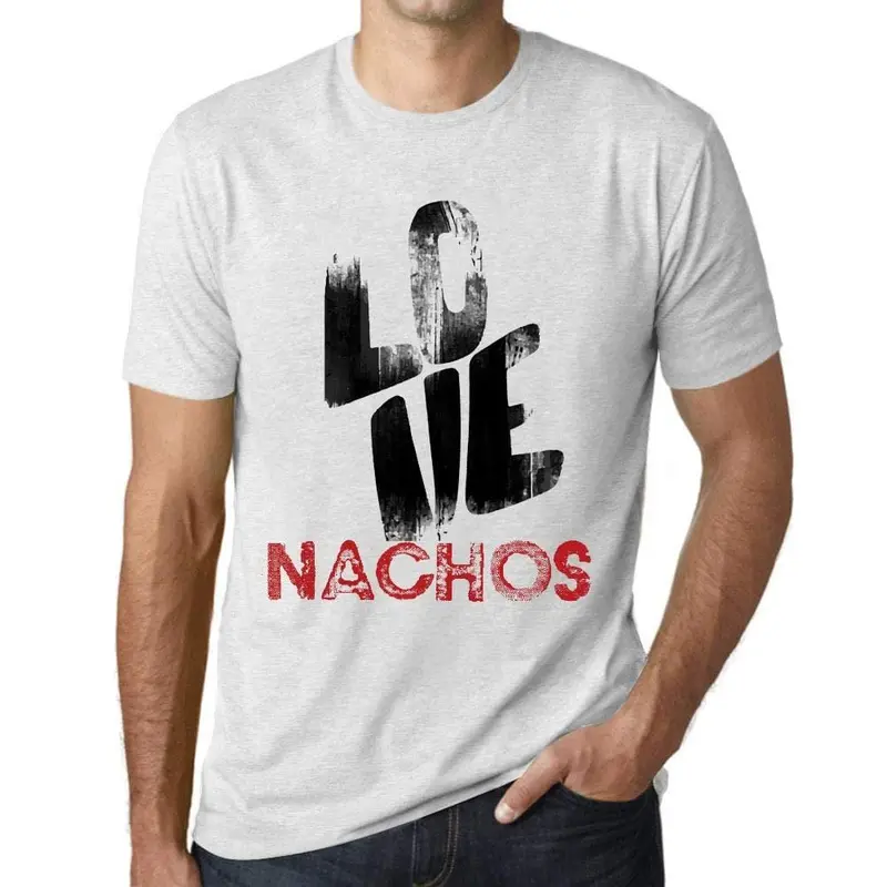 Ultrabasic - Homme T-Shirt Graphique Love Nachos Blanc Chiné 1