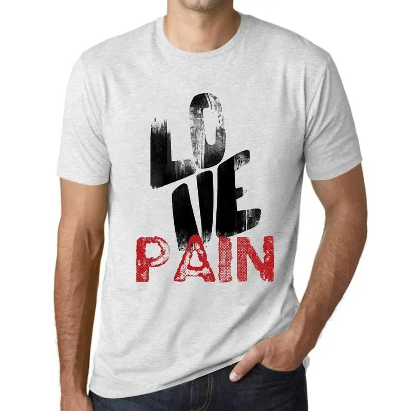 Ultrabasic - Homme T-Shirt Graphique Love Pain Blanc Chiné 1