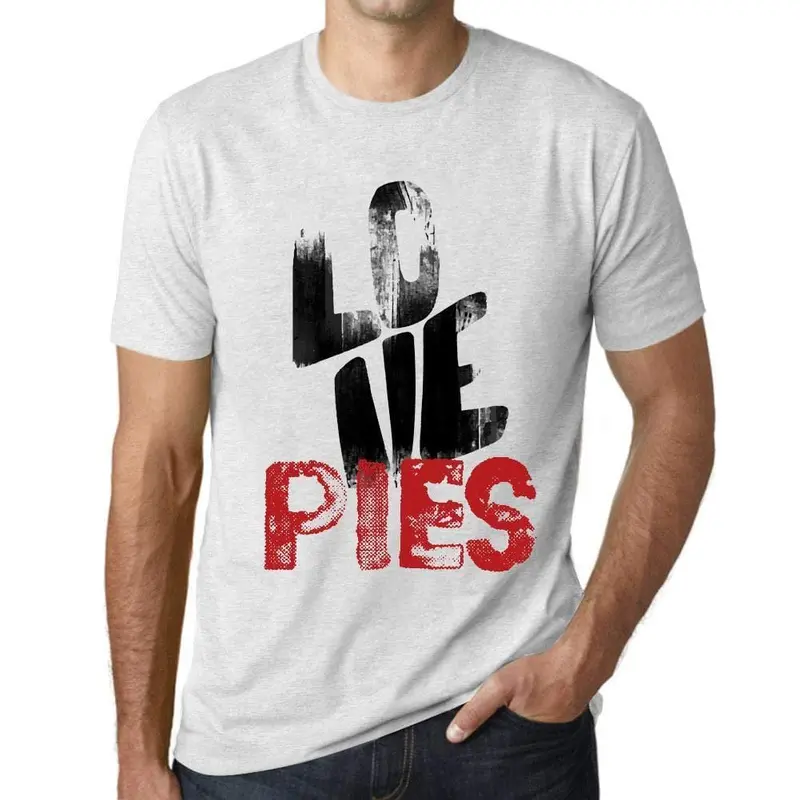 Ultrabasic - Homme T-Shirt Graphique Love Pies Blanc Chiné 1
