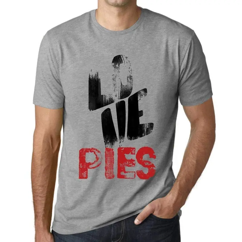 Ultrabasic - Homme T-Shirt Graphique Love Pies Gris Chiné 1