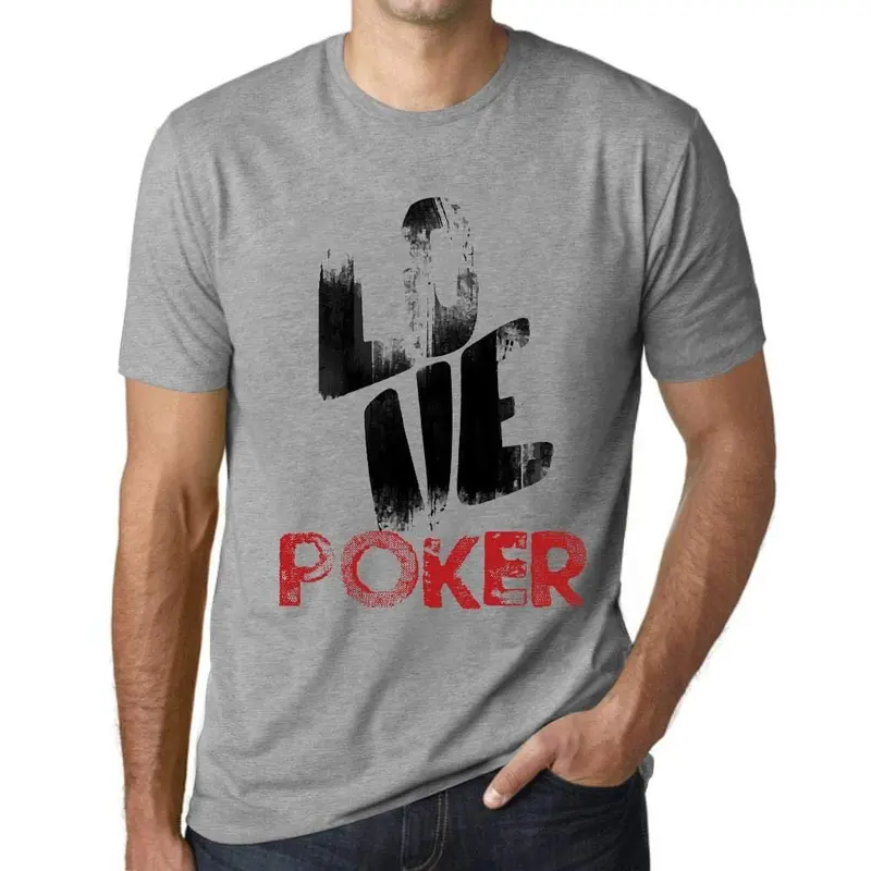 Ultrabasic - Homme T-Shirt Graphique Love Poker Gris Chiné 1