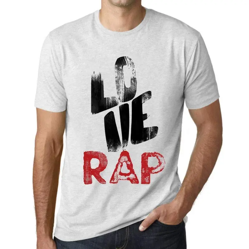 Ultrabasic - Homme T-Shirt Graphique Love Rap Blanc Chiné 1