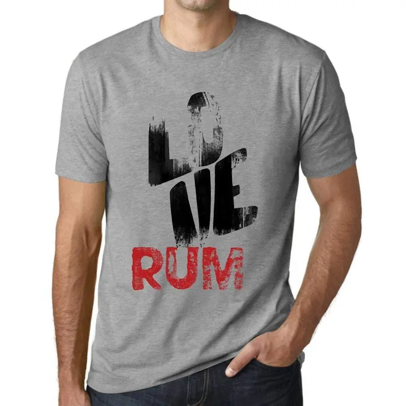 Ultrabasic - Homme T-Shirt Graphique Love Rum† Gris Chiné 1