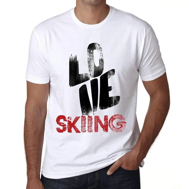 Ultrabasic - Homme T-Shirt Graphique Love Skiing Blanc 1
