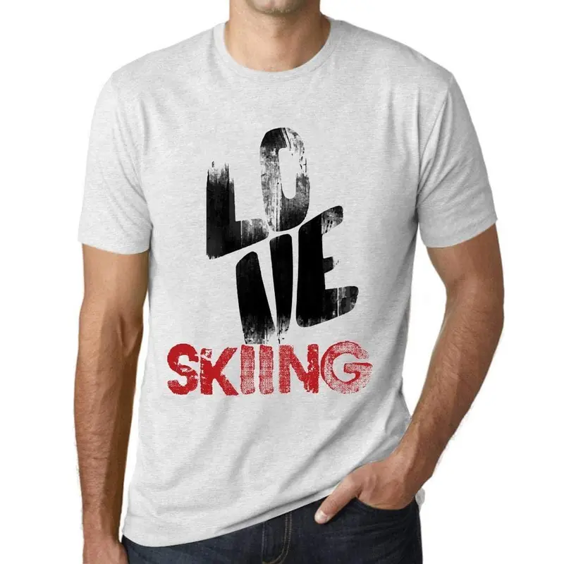 Ultrabasic - Homme T-Shirt Graphique Love Skiing Blanc Chiné 1