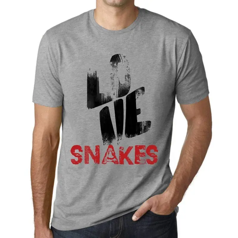 Ultrabasic - Homme T-Shirt Graphique Love Snakes Gris Chiné 1