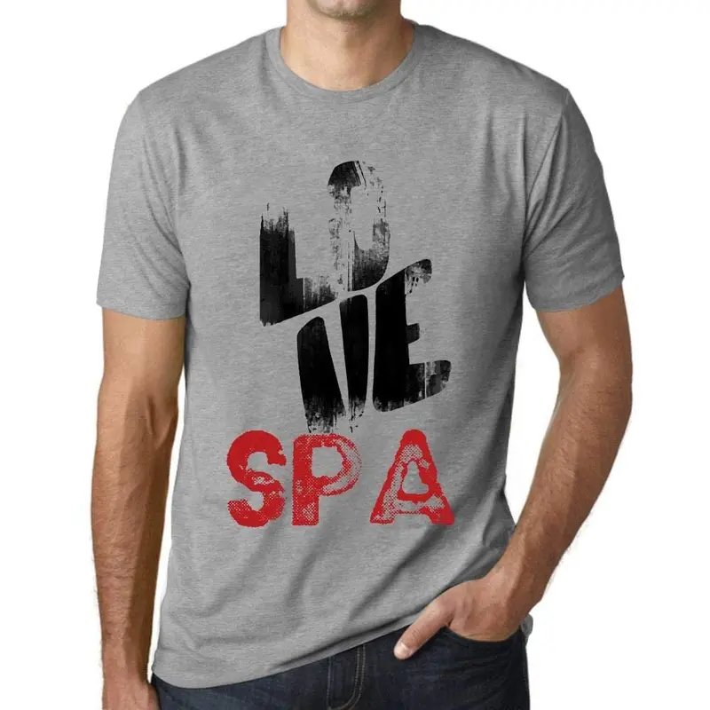 Ultrabasic - Homme T-Shirt Graphique Love Spa Gris Chiné 1