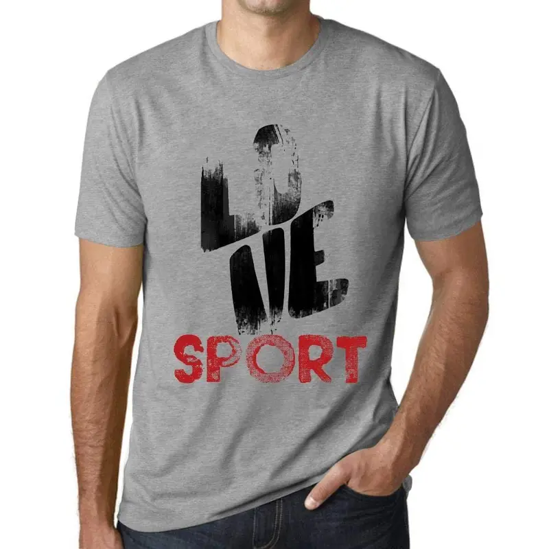 Ultrabasic - Homme T-Shirt Graphique Love Sport Gris Chiné 1