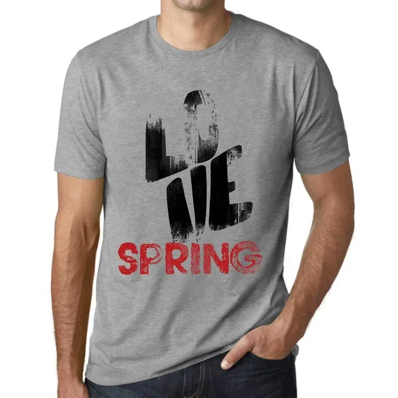 Ultrabasic - Homme T-Shirt Graphique Love Spring Gris Chiné 1