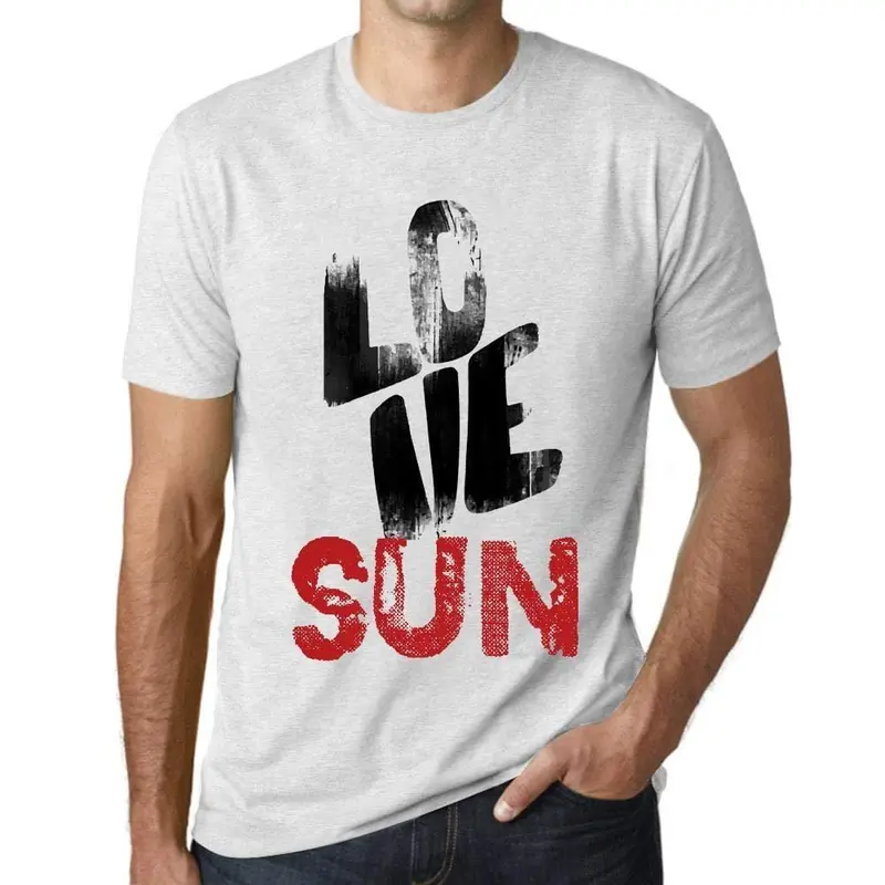 Ultrabasic - Homme T-Shirt Graphique Love Sun Blanc Chiné 1
