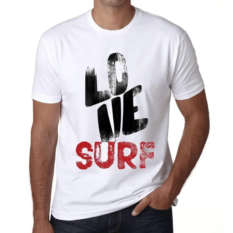 Ultrabasic - Homme T-Shirt Graphique Love Surf Blanc 1