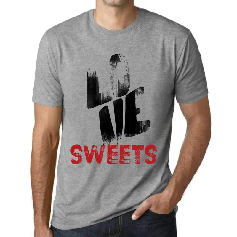 Ultrabasic - Homme T-Shirt Graphique Love Sweets Gris Chiné 1