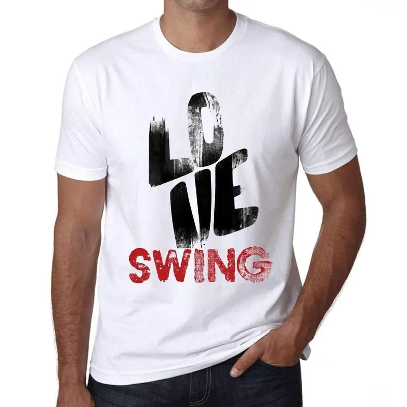 Ultrabasic - Homme T-Shirt Graphique Love Swing Blanc 1