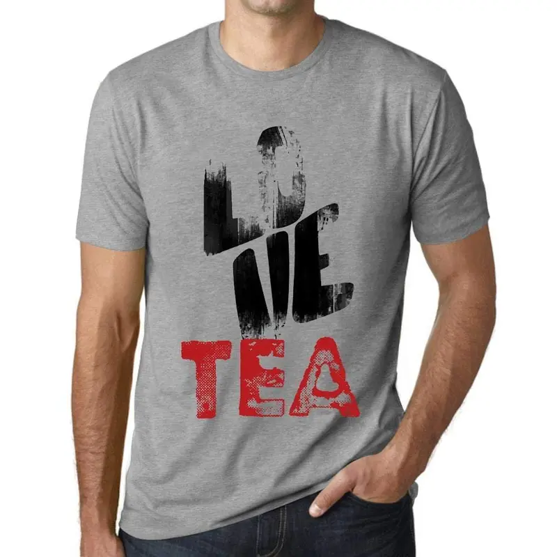 Ultrabasic - Homme T-Shirt Graphique Love Tea Gris Chiné 1