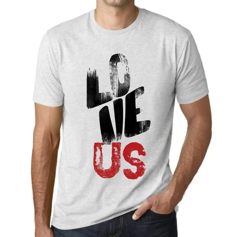 Ultrabasic - Homme T-Shirt Graphique Love Us Blanc Chiné 1