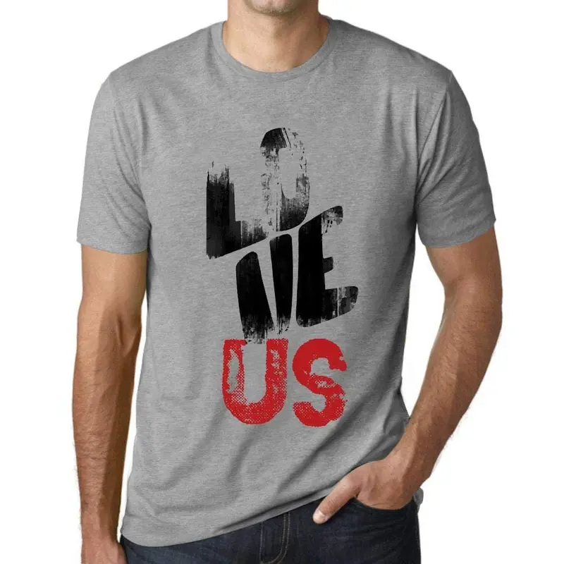 Ultrabasic - Homme T-Shirt Graphique Love Us Gris Chiné 1