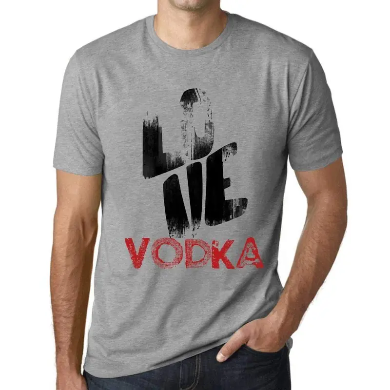 Ultrabasic - Homme T-Shirt Graphique Love Vodka Gris Chiné 1