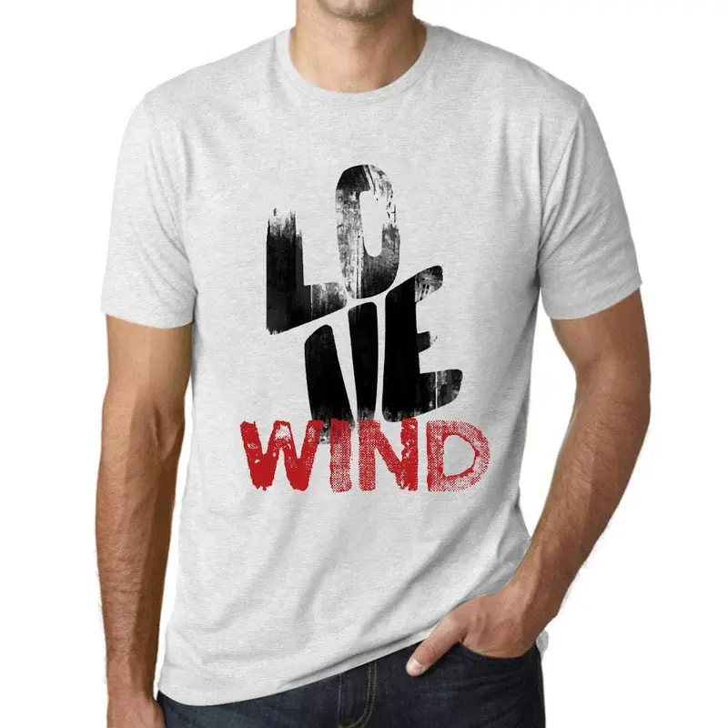 Ultrabasic - Homme T-Shirt Graphique Love Wind Blanc Chiné 1