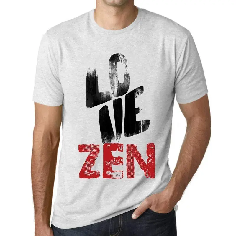Ultrabasic - Homme T-Shirt Graphique Love Zen Blanc Chiné 1