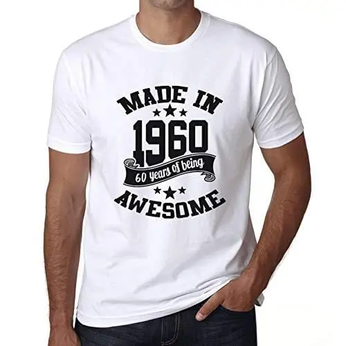 Ultrabasic - Homme T-Shirt Graphique Made In 1960 Idée Cadeau T-Shirt Pour Le 60E Anniversaire Blanc 1