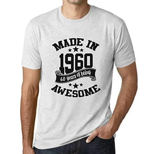 Ultrabasic - Homme T-Shirt Graphique Made In 1960 Idée Cadeau T-Shirt Pour Le 60E Anniversaire Blanc Chiné 1
