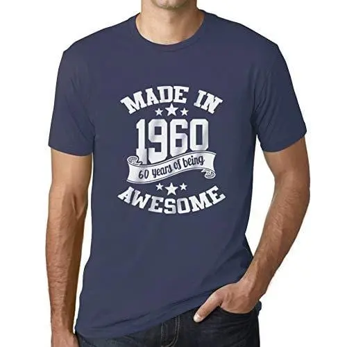 Ultrabasic - Homme T-Shirt Graphique Made In 1960 Idée Cadeau T-Shirt Pour Le 60E Anniversaire Denim 1