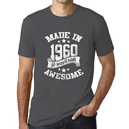 Ultrabasic - Homme T-Shirt Graphique Made In 1960 Idée Cadeau T-Shirt Pour Le 60E Anniversaire Gris Souris 1