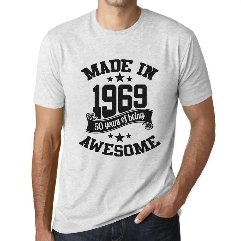 Ultrabasic - Homme T-Shirt Graphique Made In 1969 Awesome 50Ème Anniversaire Blanc Chiné 1