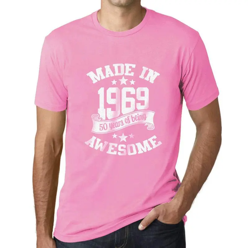 Ultrabasic - Homme T-Shirt Graphique Made In 1969 Awesome 50Ème Anniversaire Rose Orchidée 1