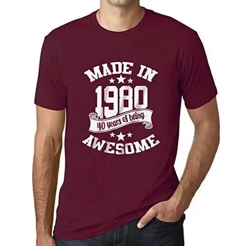 Ultrabasic - Homme T-Shirt Graphique Made In 1980 Idée Cadeau T-Shirt Pour Le 40E Anniversaire Bordeaux 1