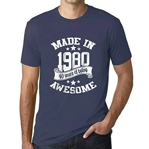 Ultrabasic - Homme T-Shirt Graphique Made In 1980 Idée Cadeau T-Shirt Pour Le 40E Anniversaire Denim 1
