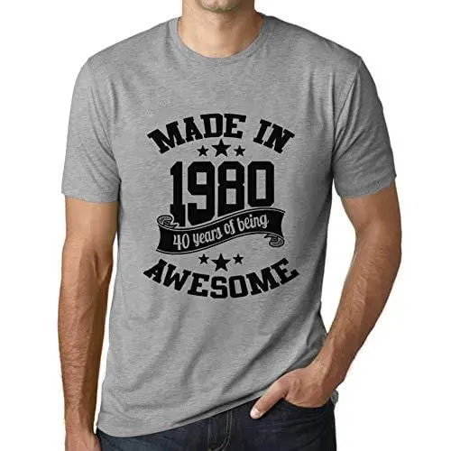 Ultrabasic - Homme T-Shirt Graphique Made In 1980 Idée Cadeau T-Shirt Pour Le 40E Anniversaire Gris Chiné 1