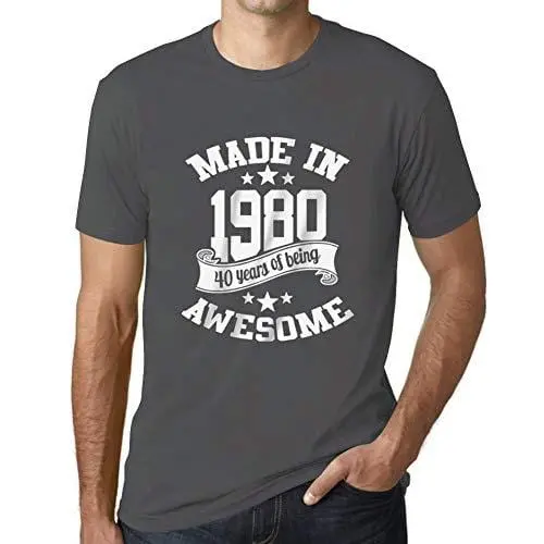 Ultrabasic - Homme T-Shirt Graphique Made In 1980 Idée Cadeau T-Shirt Pour Le 40E Anniversaire Gris Souris 1