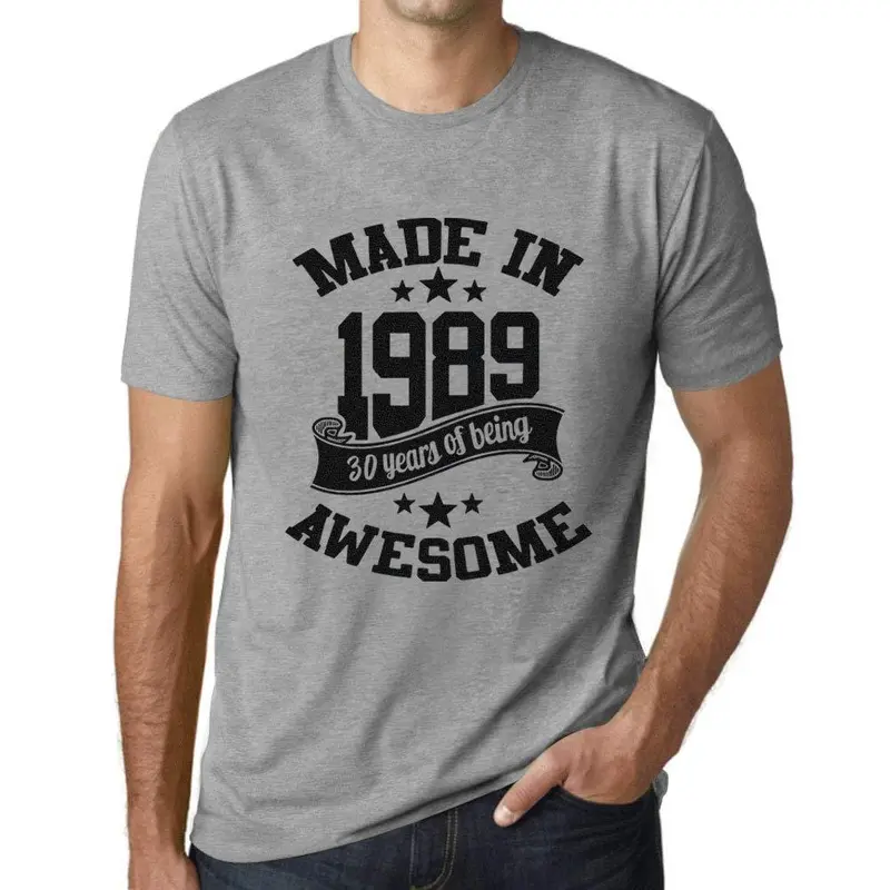 Ultrabasic - Homme T-Shirt Graphique Made In 1989 Awesome 30Ème Anniversaire Gris Chiné 1